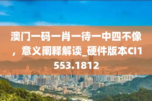 澳门一码一肖一待一中四不像，意义阐释解读_硬件版本CI1553.1812