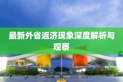 最新外省返济现象深度解析与观察