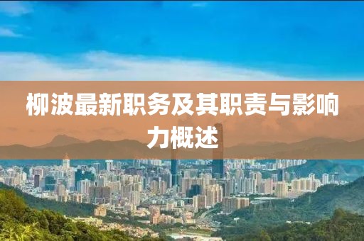 柳波最新职务及其职责与影响力概述