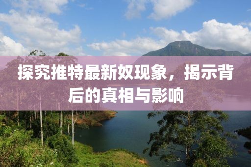 探究推特最新奴现象，揭示背后的真相与影响