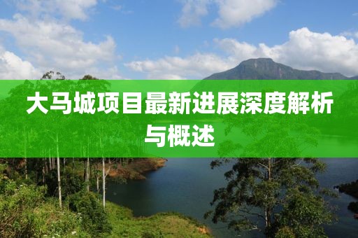 大马城项目最新进展深度解析与概述