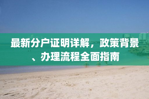 最新分户证明详解，政策背景、办理流程全面指南