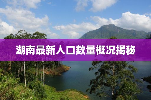 湖南最新人口数量概况揭秘