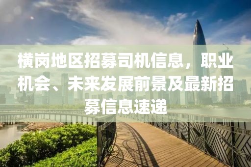 横岗地区招募司机信息，职业机会、未来发展前景及最新招募信息速递
