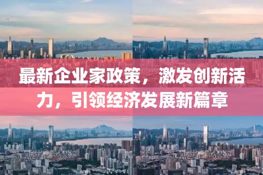 最新企业家政策，激发创新活力，引领经济发展新篇章