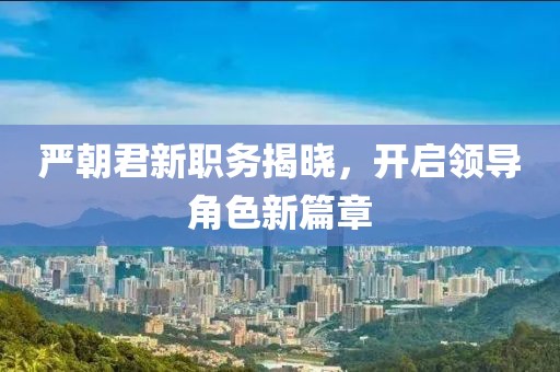 严朝君新职务揭晓，开启领导角色新篇章